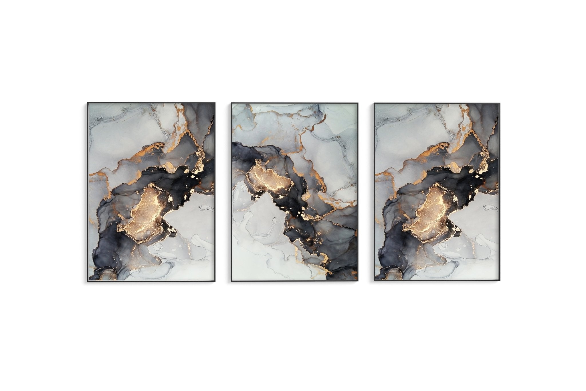 Black Gold Ink Abstract II Trio Set - D'Luxe Prints