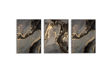 Black Gold Ink Abstract Trio Set - D'Luxe Prints
