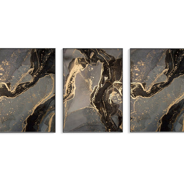 Black Gold Ink Abstract Trio Set - D'Luxe Prints