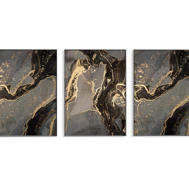 Black Gold Ink Abstract Trio Set - D'Luxe Prints