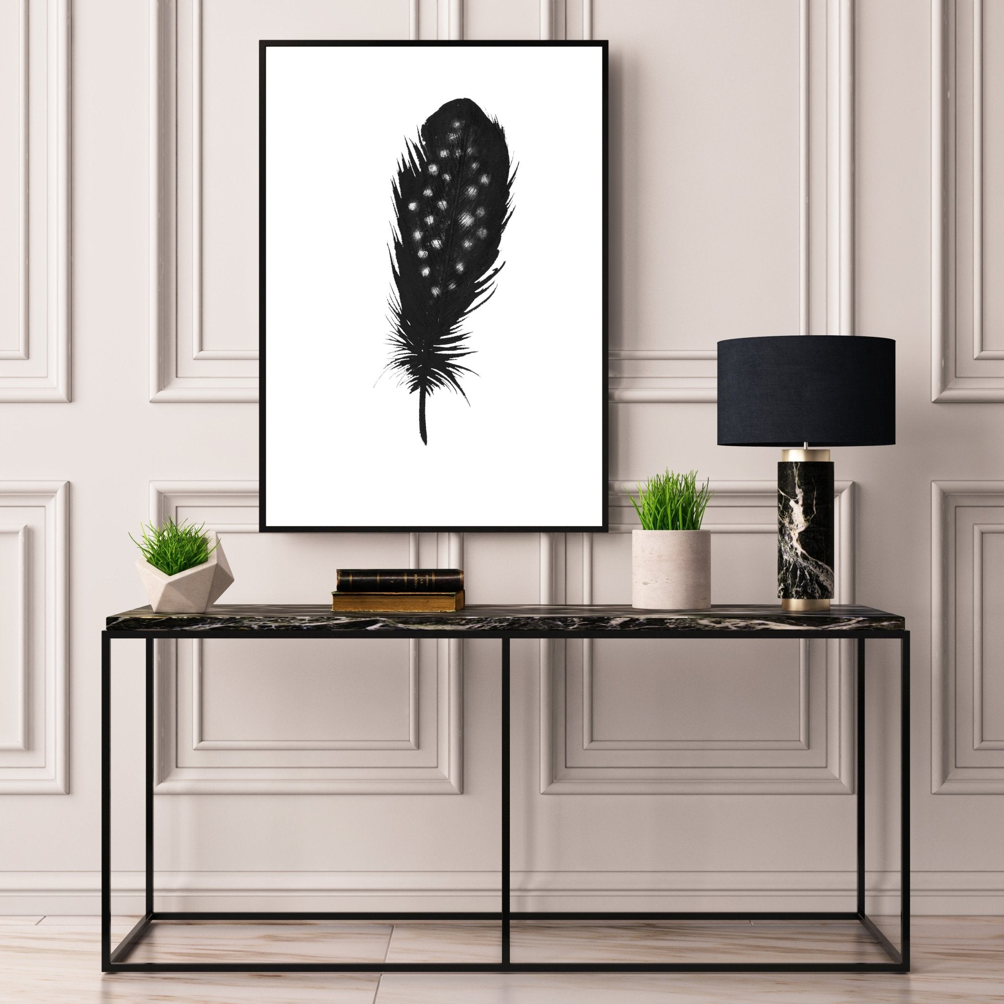 Black Polka Dot Feather - D'Luxe Prints