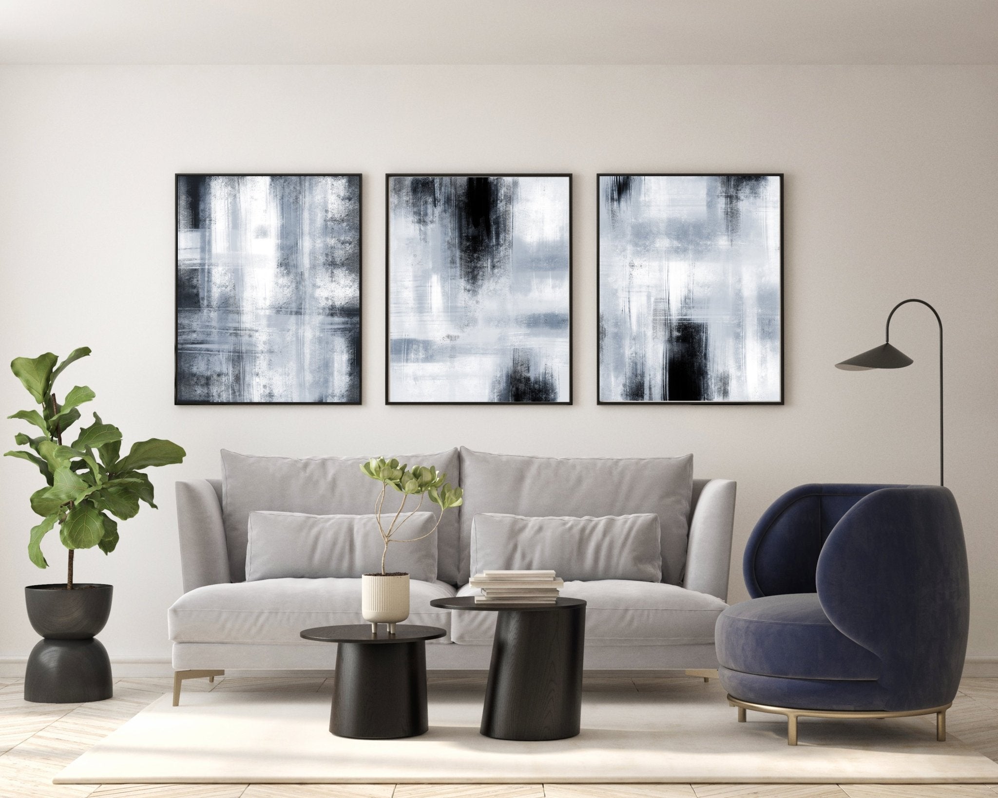 Blue Abstract Set Blue Abstract Trio Set – D'Luxe Prints