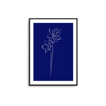Daffodil Flower Outline - Navy - D'Luxe Prints