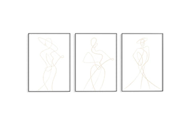 Dark Beige Abstract Woman Trio Set - D'Luxe Prints