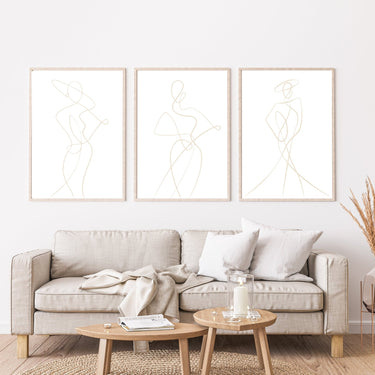 Dark Beige Abstract Woman Trio Set - D'Luxe Prints