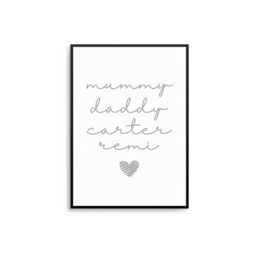Family Print (Mummy Daddy Carter) - Personalised - D'Luxe Prints