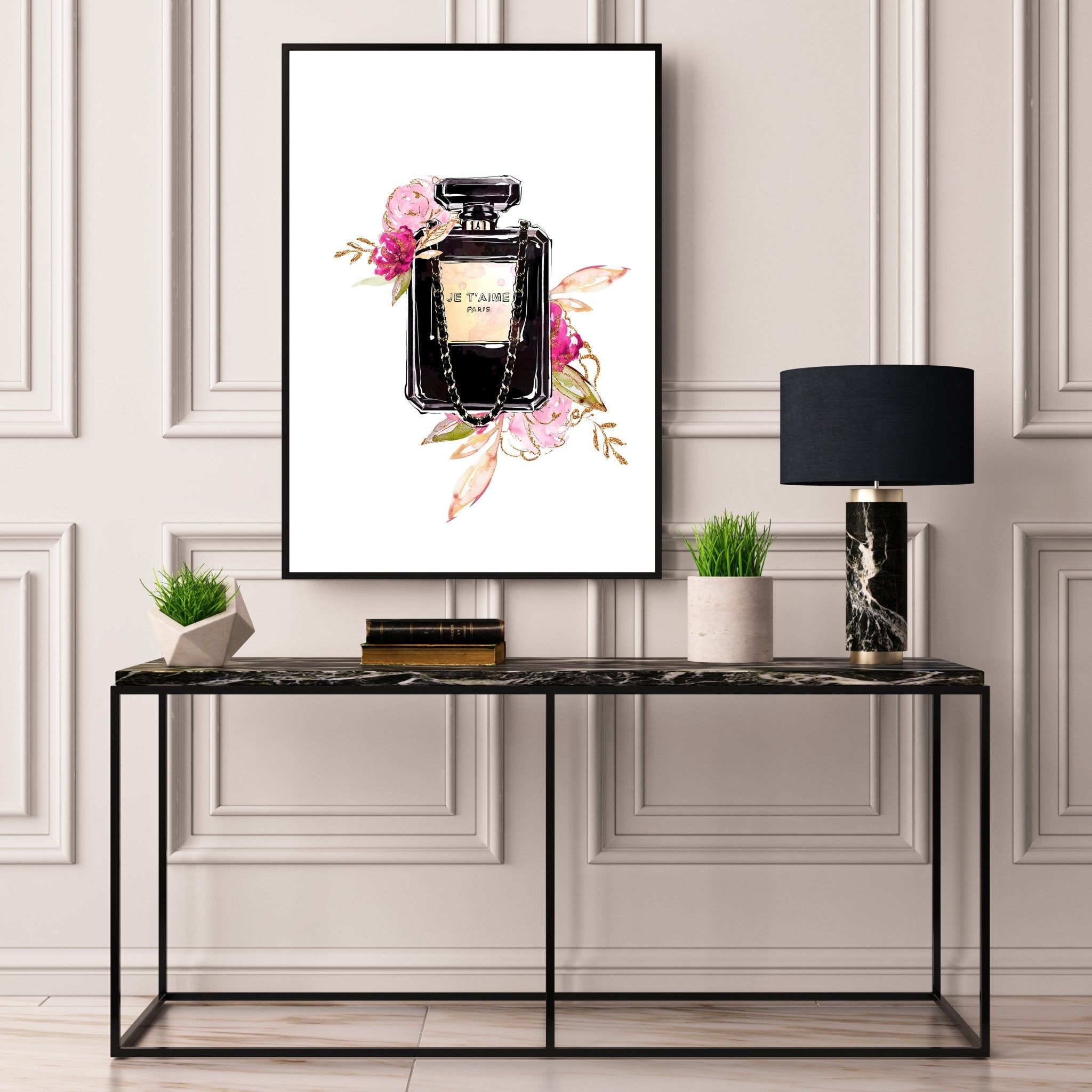 Floral Black Je T'aime Paris Parfum - D'Luxe Prints