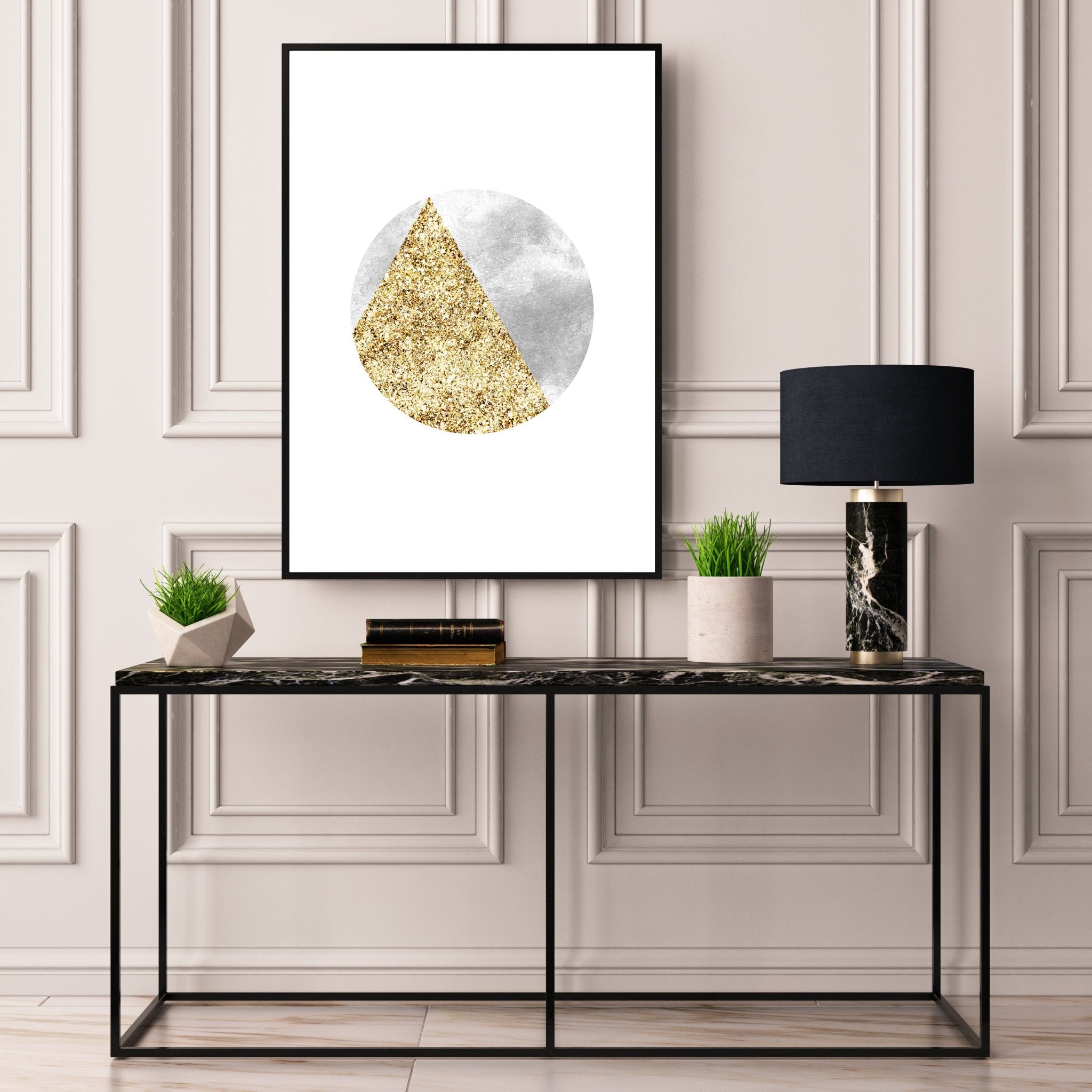 Gold Glitter Grey Moon - D'Luxe Prints