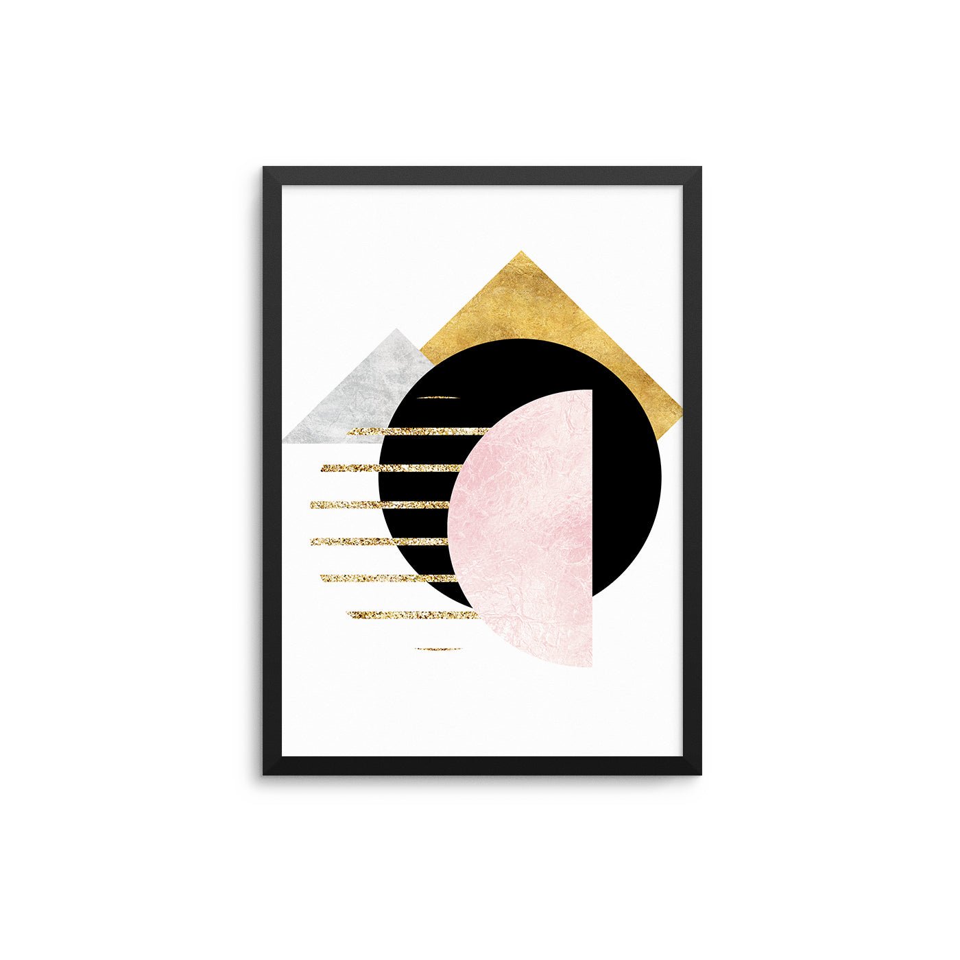 Gold Pink & Black Shapes & Lines - D'Luxe Prints