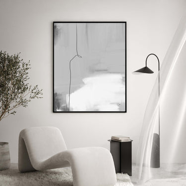 Grey Abstract Strokes & Line Poster - D'Luxe Prints