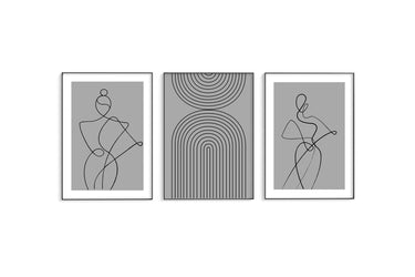 Grey Abstract Women & Geo Rain Trio Set - D'Luxe Prints