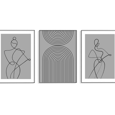 Grey Abstract Women & Geo Rain Trio Set - D'Luxe Prints
