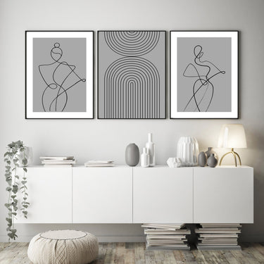 Grey Abstract Women & Geo Rain Trio Set - D'Luxe Prints