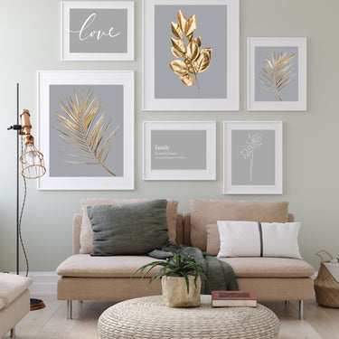 Grey & Gold Leaf Gallery Set - D'Luxe Prints
