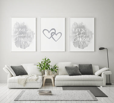 Grey Home | Hearts | Home Trio Set - D'Luxe Prints