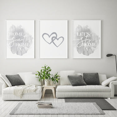 Grey Home | Hearts | Home Trio Set - D'Luxe Prints
