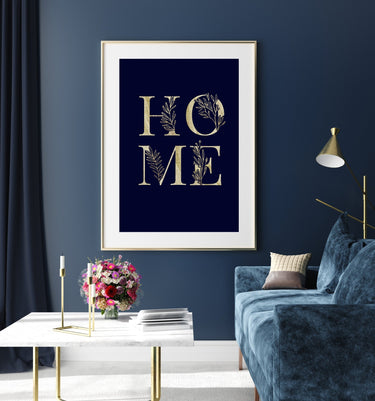 HOME Gold / Navy - D'Luxe Prints