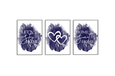 Home | Hearts | Home II Trio Set - Navy - D'Luxe Prints