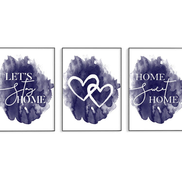 Home | Hearts | Home II Trio Set - Navy - D'Luxe Prints
