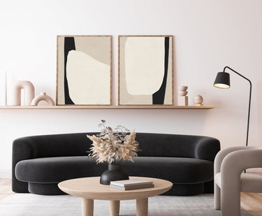 Ivory Black Shapes Set - D'Luxe Prints