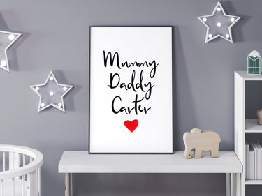 Mummy Daddy Carter (Personalised Print) - D'Luxe Prints