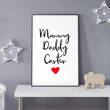Mummy Daddy Carter (Personalised Print) - D'Luxe Prints