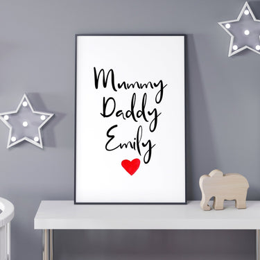 Mummy Daddy Carter (Personalised Print) - D'Luxe Prints
