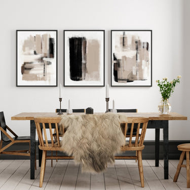 Muted Neutral Strokes Trio Set - D'Luxe Prints