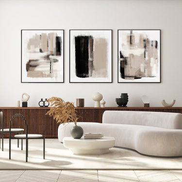 Muted Neutral Strokes Trio Set - D'Luxe Prints