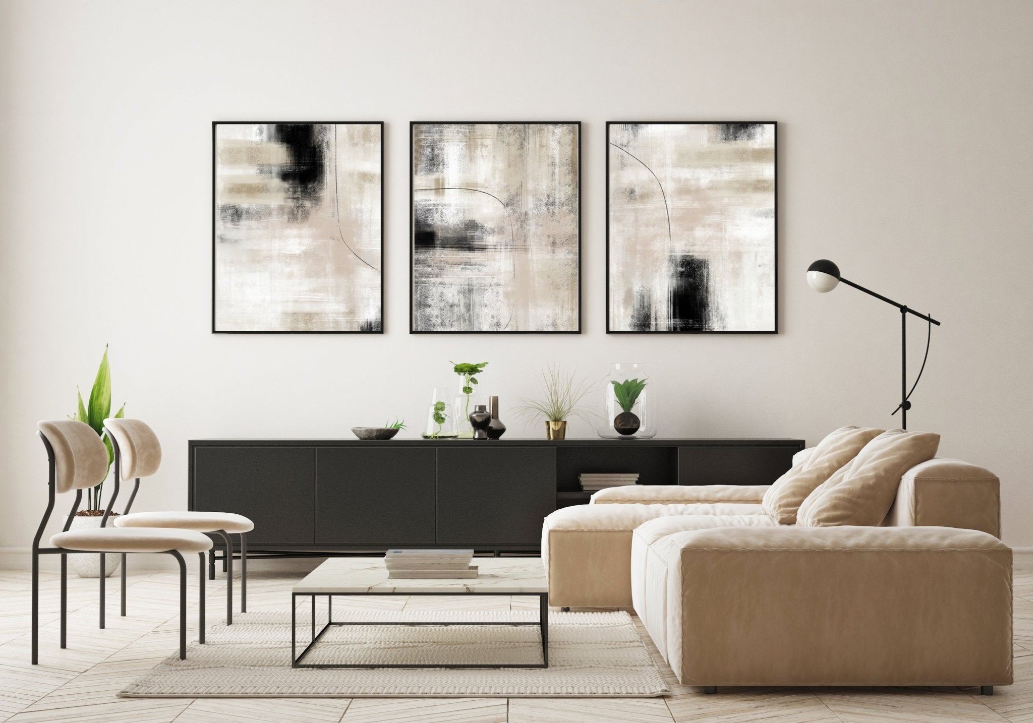Neutral Abstract Set of 3 Prints – D'Luxe Prints