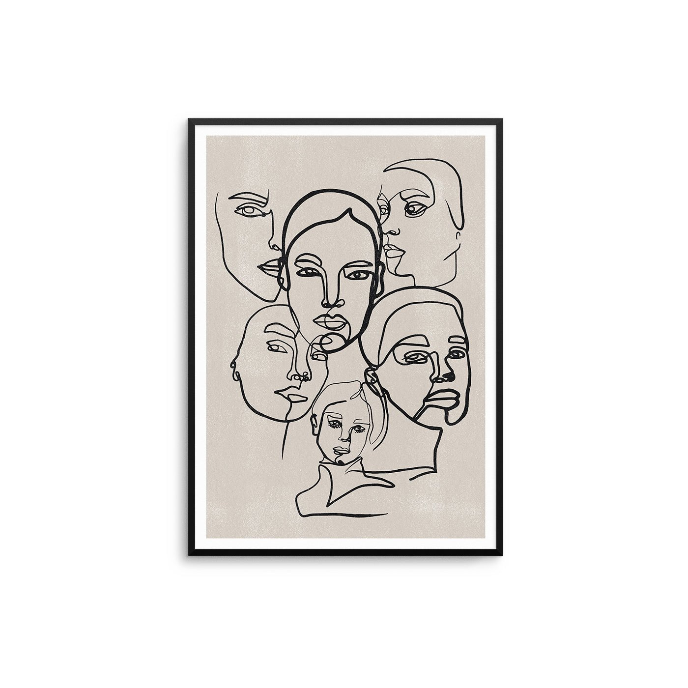 One Line Faces - Beige - D'Luxe Prints