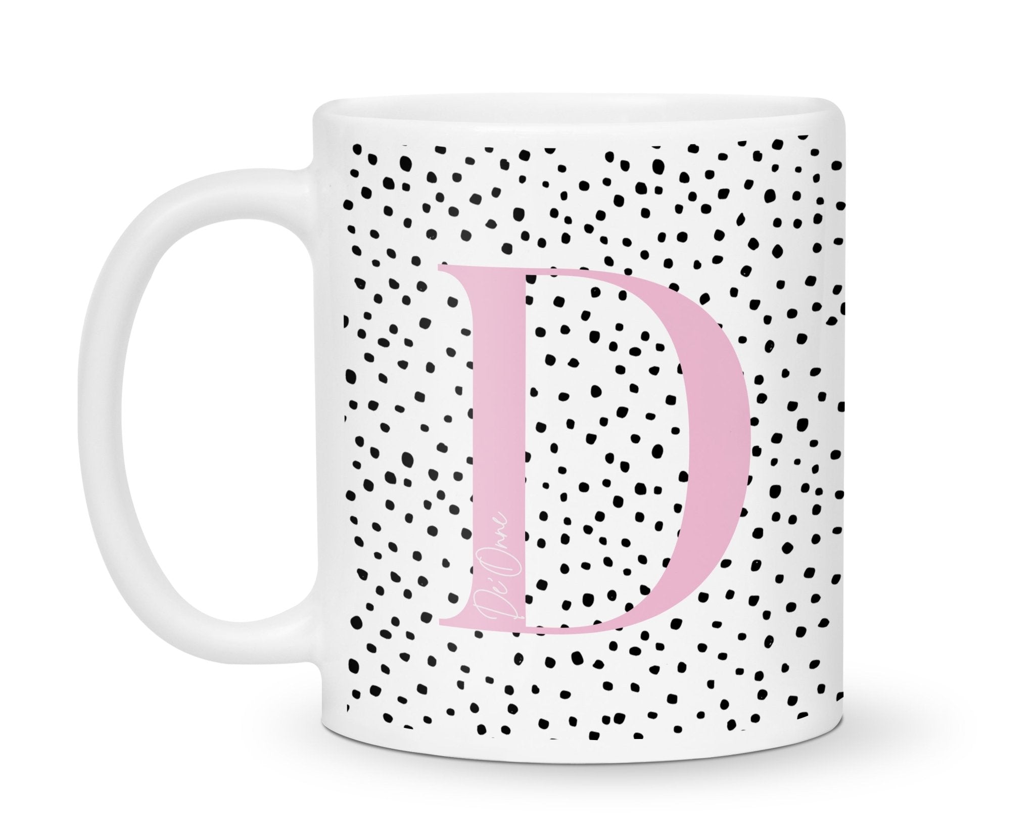 Personalised Initial & Name Polka Dot Mug - D'Luxe Prints