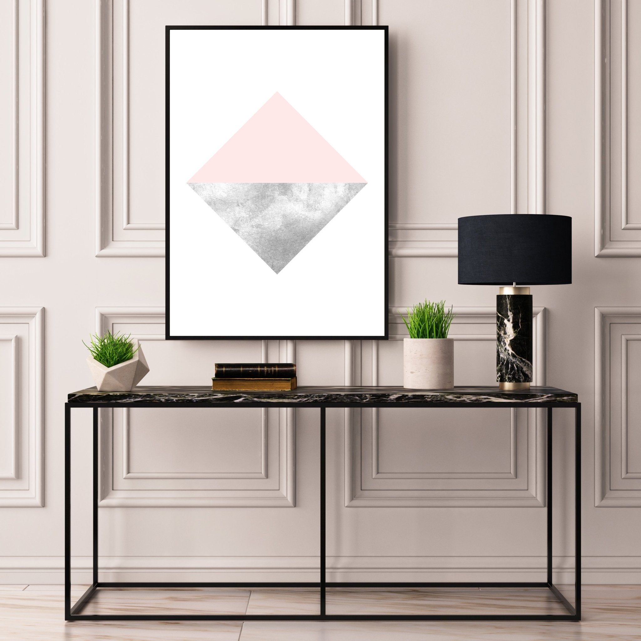 Pink & Grey Geometric Diamond - D'Luxe Prints