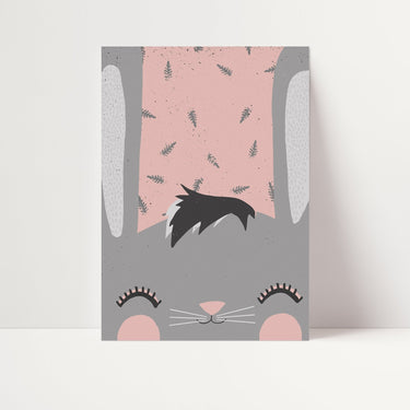 Pink Grey Rabbit Poster - D'Luxe Prints