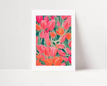 Pink & Orange Tulips Poster - D'Luxe Prints