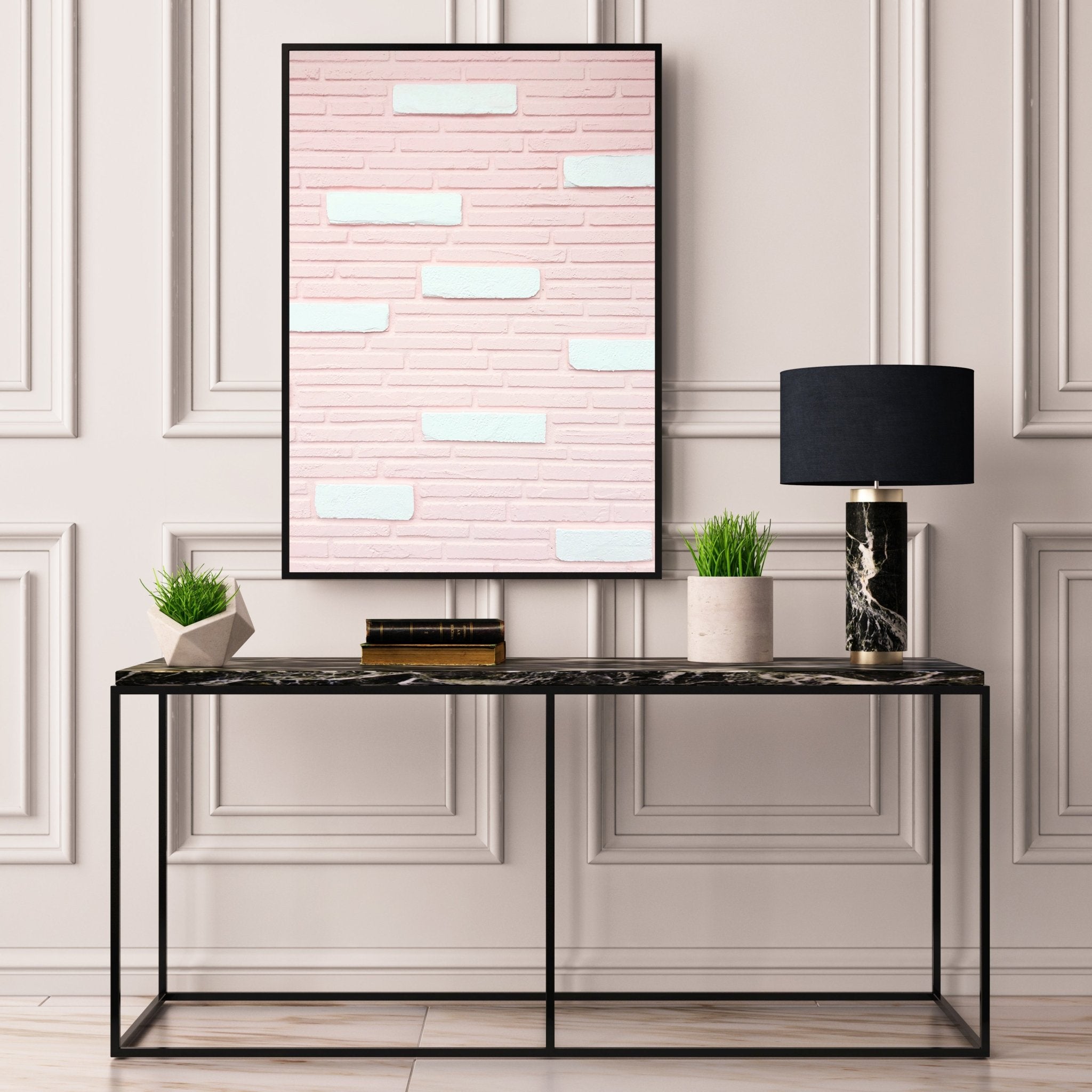 Pink & White Brick Wall - D'Luxe Prints