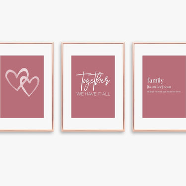 Rose Pink Together | Hearts | Family Trio Set - D'Luxe Prints