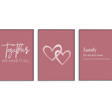 Rose Pink Together | Hearts | Family Trio Set - D'Luxe Prints