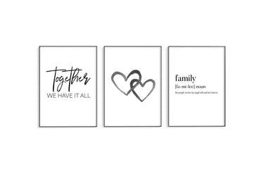 Together | Black Hearts | Family Trio Set - D'Luxe Prints