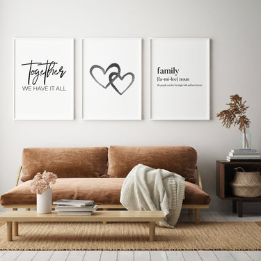 Together | Black Hearts | Family Trio Set - D'Luxe Prints