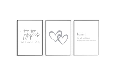 Together | Grey Hearts | Family Trio Set - D'Luxe Prints