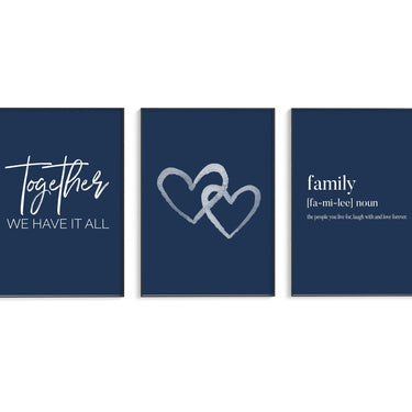 Together | Hearts | Family Navy Blue Trio Set - D'Luxe Prints