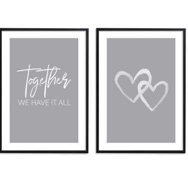 White on Grey Hearts - D'Luxe Prints
