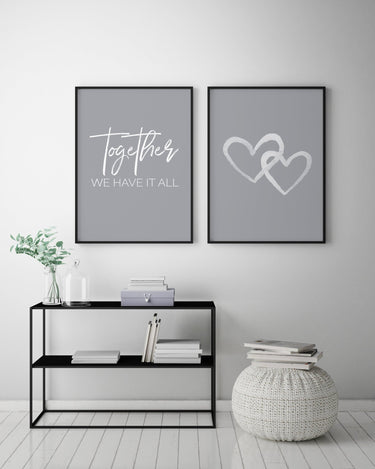 White on Grey Hearts - D'Luxe Prints