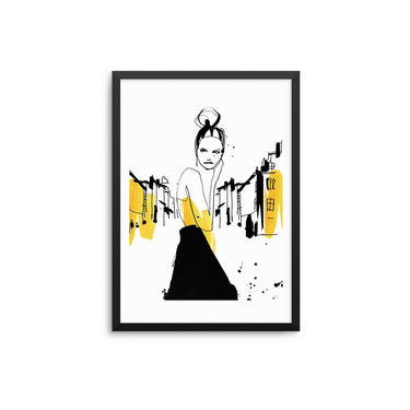 Yellow Monochrome Graffiti Girl - D'Luxe Prints